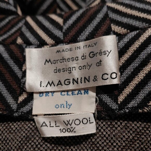 Vtg Marchesa di Gresy for I Magnin & Co Herringbone Wool 3/4 Jacket - Picture 2 of 6